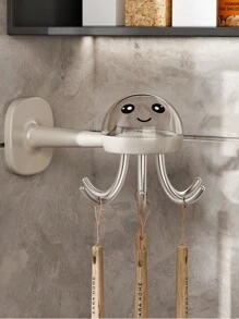 1pc Creative Octopus Shaped Rotating Hook With 6 Arms, Kitchen Utensil Storage Rack, Portable Organizer For Home Use. Home Bathroom Decor Bathroom Organizer Fall Decor Back To School - Multicolor - View 11