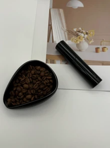 KTshxap 1 件黑咖啡豆量杯托盘陶瓷咖啡豆称重盘瓷茶分配器、咖啡礼品、茶和咖啡豆容器、茶配件、纯陶瓷计量容器适合咖啡或茶学校用品返校 - 黑色 - 查看 13