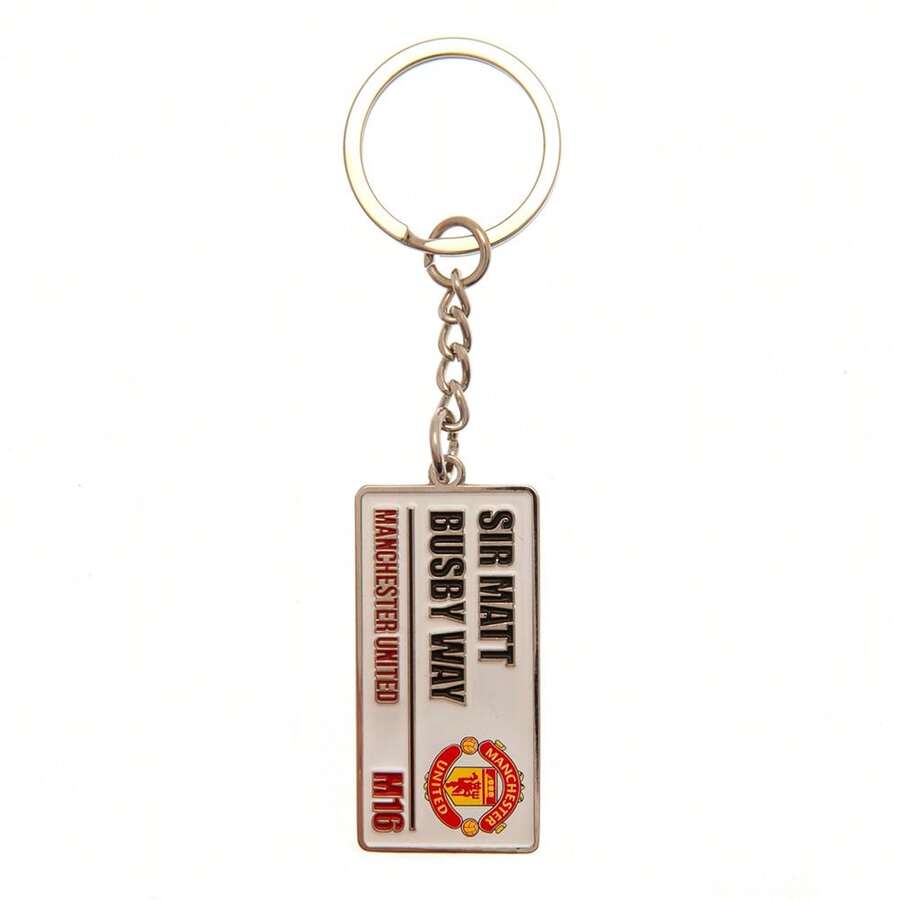 Manchester United FC Street Sign Keyring (White/Black/Red) - White/Black/Red - View 1