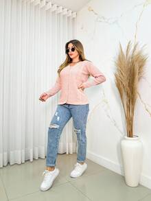 Women Cardigans - Màu Hồng baby - Xem 5