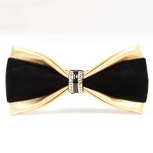 Corbatín de hombre de moda de piel de PU con tachuelas de cristal brillante, adecuado para bodas, fiestas, escenario o cócteles, disponible en múltiples colores
