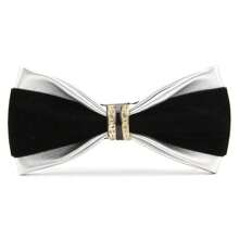 Corbatín de hombre de moda de piel de PU con tachuelas de cristal brillante, adecuado para bodas, fiestas, escenario o cócteles, disponible en múltiples colores