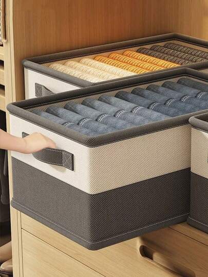 可折叠储物盒，带隔层，用于整理衣柜中的被子和衣服，适合返校使用