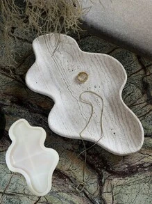 29cm波浪形托盘混凝土模具水果储物托盘水磨石硅胶模具家居装饰环氧树脂石膏托盘模具 - 白色 - 查看 2