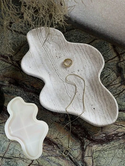 29cm Wave Shaped Tray Concrete Mold Fruit Storage Tray Terrazzo Silicone Molds Home Decoration Epoxy Resin Plaster Tray Mold