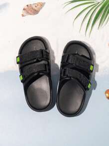 2024 nowe dziecięce klapki EVA na zewnątrz/plaża, unisex maluch kryty jednostopniowe sandały z haczykiem i pętelką na lato