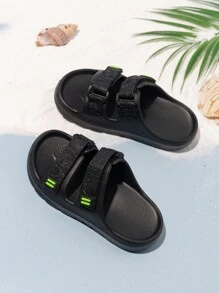 2024 nowe dziecięce klapki EVA na zewnątrz/plaża, unisex maluch kryty jednostopniowe sandały z haczykiem i pętelką na lato