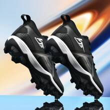 Men's Football Game Special Shoes - Multifunctional Anti-Skid AG Studs Sole, Lightweight Breathable Classic Black Leather Surface, Lace-Up Design Helping For University Athletic And Team Victory