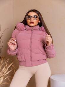 Women Down Coats - 淺粉色 - 查看 3