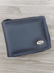 Carteira Masculina De Zíper Grande De Sintético Pantuccine - Preto - Visão 1