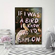 1pc Vintage (Als ik een vogel was, wist ik wie ik zou zijn) Grappige slogan canvas poster, retro toekan oliedruk schilderij canvas muur kunst schilderijen, geschikt voor woonkamer, slaapzaal, slaapkamer, woonkamer, kantoor wanddecoratie, geen frame