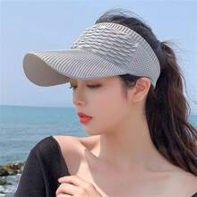 1pc Summer Women's Casual Elastic Knitted Cap, BreathableEmpty Top Sunshade Hat Outdoor Sports Hat Sun Hat Golf Beach Hat Beach Essential
