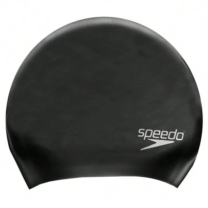 Speedo Unisex Adult Long Hair Silicone Swim Cap (Black)