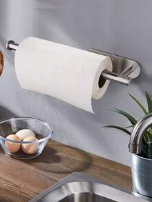 1pc Stainless Steel Toilet Paper Holder, Bathroom Tissue Roll Dispenser - Silver - View 7
