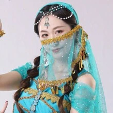 Halloween Performance Costume  Jasmine Princess Belly Dance Exotic Costume Female Western Region Dancer Performance Set - Blue - View 8