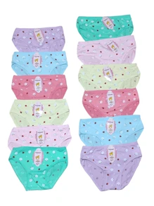 Paquete 12 Piezas de CALZONCITO/PANTALETITA de Algodón Para NIÑA Se Manda en Tallas Surtidas de 8 a 12 Años Colores y Modelos Se Envían Al Azar - Multicolor - Ver 2