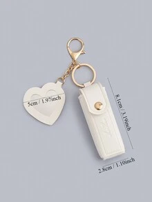 时尚迷你口红钥匙扣，可爱便携口红包。礼物。钱包钥匙扣，口红迷你收纳包，精美汽车钥匙扣挂件，迷你爱心小镜子随身带，情侣钥匙扣，女士包包挂件装饰，出行方便 - 彩色 - 查看 3