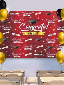 قطعة واحدة من قماش خلفية زفاف التخرج ، خلفية خضراء بعناصر ذهبية لحفلات التخرج، تزيين جدران الفصول الدراسية بمناسبة الأعياد - قماش خلفية لموسم التخرج 007 - مشاهدة 7