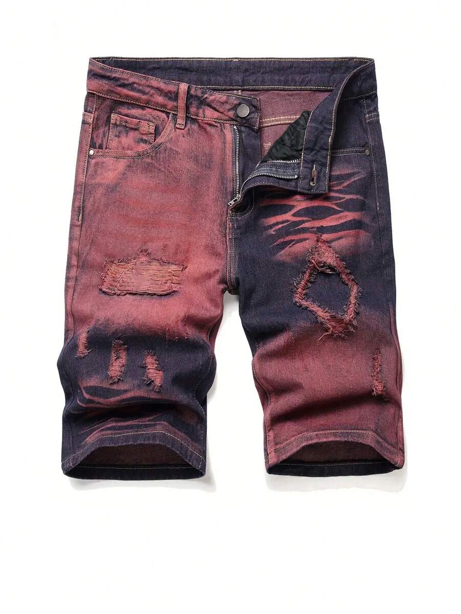 Tween Boy Summer Color-Block Distressed Denim Shorts - Multicolor - View 1