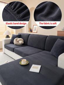 1pc Universal Seasonal Elastic Sofa Seat Cushion Cover, Soft Skin-Friendly Pet-Proof Slipcover With Anti-Skid Tech, Modern Simple Style For Living Room L-Shaped Sectional Sofa, 1/2/3/4 Seater Sofa, Spring/Autumn (Single Cover) - Dark Grey - View 1