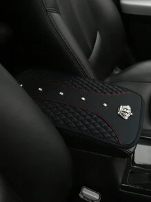 MEIKAXIU 1 Miếng đệm tựa tay ô tô Blingbling có khảm kim cương giả, trang trí vương miện, giả da thêu, đệm điều khiển trung tâm không thấm nước và thoải mái, phụ kiện xe hơi - màu đen - Xem 5