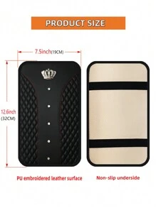 MEIKAXIU 1 Miếng đệm tựa tay ô tô Blingbling có khảm kim cương giả, trang trí vương miện, giả da thêu, đệm điều khiển trung tâm không thấm nước và thoải mái, phụ kiện xe hơi - màu đen - Xem 6