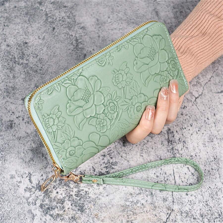 2024 New Korean Fashion Women Wallet Multi-Functional Zipper Clutch Handbag With Phone Pocket For Women Wallet Purse Wallet Long Wallet Wristlet Wallet - Green - View 1