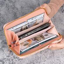 2024 New Korean Fashion Women Wallet Multi-Functional Zipper Clutch Handbag With Phone Pocket For Women Wallet Purse Wallet Long Wallet Wristlet Wallet - Green - View 2