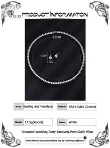 3pcs/Set Fashionable Luxury Water-Drop Cubic Zirconia Women Earrings Necklace Jewelry Sets For Wedding Party Daily Wear