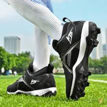 Men's Football Game Special Shoes - Multifunctional Anti-Skid AG Studs Sole, Lightweight Breathable Classic Black Leather Surface, Lace-Up Design Helping For University Athletic And Team Victory