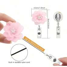 360° Rotatable Alligator Clip Retractable Badge Holder With Multi-Layer Crystal Floral Badge Reel, Suitable For Nurses, Doctors, Office Workers To Show Their ID Name Card Back To School - Multicolor - View 3
