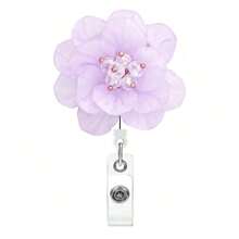 360° Rotatable Alligator Clip Retractable Badge Holder With Multi-Layer Crystal Floral Badge Reel, Suitable For Nurses, Doctors, Office Workers To Show Their ID Name Card Back To School - Multicolor - View 9
