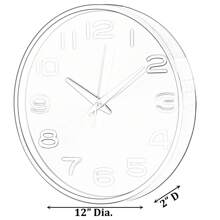 Aluminum Round Wall Clock - Modern Decor For Living Room, Kitchen, Or Dining Room - 12 In Decorative Timepiece With Sleek Design - Large Round Clock For Home - Silent Ticking - Battery Operated, Gold