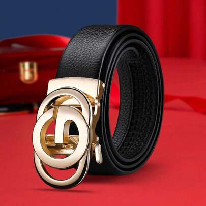 Alphabet Design Unisex Waist Belt, Gold/Silver/Gunmetal Zinc Alloy Buckle With 3.5cm Width PU Leather Strap, Fashionable Belt For Men And Women, Korean Ins Style Decoration For Jeans, Students, Women's Clothing Summer, School