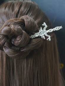 XJYHDY 1 Stück Retro Wikinger Schwert Haarstäbchen, Mithril Schwert Fantasy Haarstäbchen, Heidnischen Haarschmuck, Wikinger Haarstäbchen, Wikinger Haarnadel - Silber - Übersicht 5