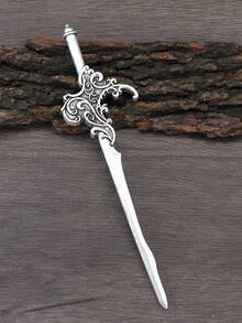 XJYHDY 1 Stück Retro Wikinger Schwert Haarstäbchen, Mithril Schwert Fantasy Haarstäbchen, Heidnischen Haarschmuck, Wikinger Haarstäbchen, Wikinger Haarnadel - Silber - Übersicht 8
