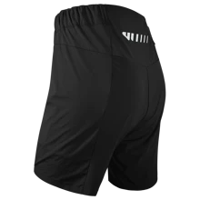 wulibike Quần short đi xe đạp leo núi dành cho nữ 2 trong 1 có đệm đi xe đạp MTB có đệm có túi khóa kéo Quần short đi xe đạp màu đen - màu đen - Xem 3