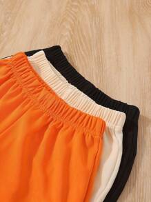 3pcs Young Boy Fashionable Solid Color Casual Pants, Daily Wear - Multicolor - View 3