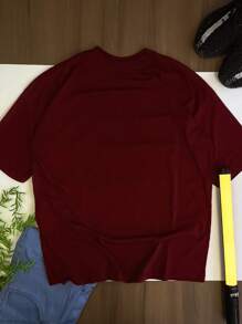 Men T-Shirts - 酒紅色 - 查看 2