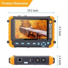 Máy kiểm tra kỹ thuật tương tự 5 inch Máy kiểm tra CCTV phù hợp để mô phỏng camera độ nét cao Kiểm tra AHD/CVI/TVI CVBS, với đầu vào VGA Kiểm tra cáp mạng UTP Máy kiểm tra camera - Phích cắm loại C của EU (220-240V) - Xem 10