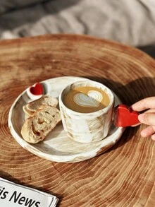 1 套北欧风格心形陶瓷杯碟，极具吸引力的创意美式拿铁咖啡杯碟，家用饮水杯，早餐和牛奶，高品质茶杯，节日礼物，生日祝福 - 彩色 - 查看 10