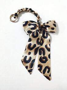 1 pieza Accesorio para bolso/llavero con lazo y estampado de leopardo simple, llavero con lazo para el Día de San Valentín - Beis - Ver 5