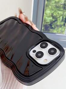 Étui de téléphone en TPU souple à double couche d'huile pailletée 3D, couleur unie de grande vague, anti-choc, anti-transpiration, anti-empreintes digitales, résistant à l'usure, résistant à la décoloration, compatible avec iPhone - Noir - Voir 6