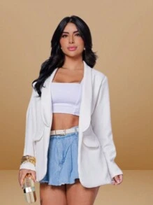 Women Blazers - 白色 - 查看 4