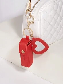 时尚迷你口红钥匙扣，可爱便携口红包。礼物。钱包钥匙扣，口红迷你收纳包，精美汽车钥匙扣挂件，迷你爱心小镜子随身带，情侣钥匙扣，女士包包挂件装饰，出行方便 - 彩色 - 查看 15