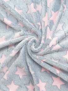 1件星形图案绒毛法兰绒婴儿毯，超柔软轻便，男女通用，便携式婴儿包巾，适用于婴儿推车，毛茸茸的，温暖舒适，适合男孩女孩 - 灰色 - 查看 5