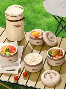 Microwavable Ceramic Lunch Box Set For Office Workers And Students, Lunch Bag Included - Multicolor - View 2