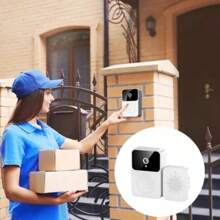 Campainha Com Câmera Vídeo Porteiro Sem Fio Wi-Fi HD Inteligente Smart Home Vê Pelo Celular Recarregável - Branco - Visão 8