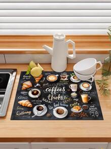 1pc, Coffee Machine Diatom Mud Drainage Pad, Soft Rubber Drain Pad, Non-Slip Super Absorbent And Wear-Resistant Dish-Washing Dry Pad, Placemat For Countertop Dining Kitchen Table Mat, Pet Pad, Courtyard Table Decoration, Household Kitchen Supplies School Supplies Back To School