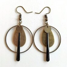 1 paire de boucles d'oreilles à pendentif rond et évidé de style bohémien, plaqué bronze vintage, cadeau de fête unique pour femmes